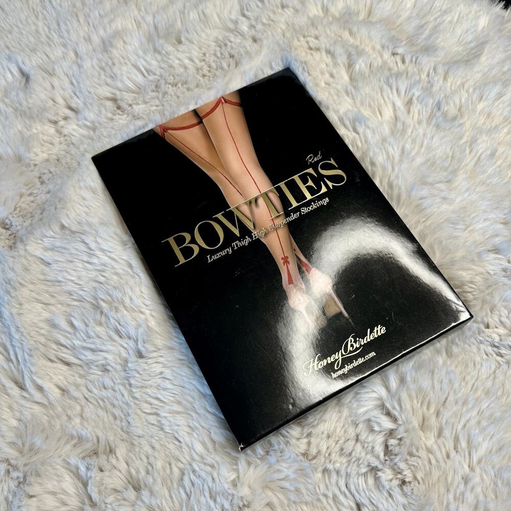 Honey Birdette BOWTIES❤️ Red Thigh High Suspender Stockings Small